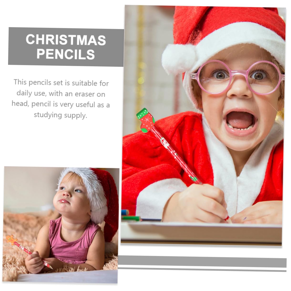 CIMAXIC 24pcs Christmas Pencils Set - Wooden Holiday Pencils with Merry Themed Toppers for Kids, Xmas Party Favors & Home Decor - Perfect for School, Office & Christmas Gift Giving