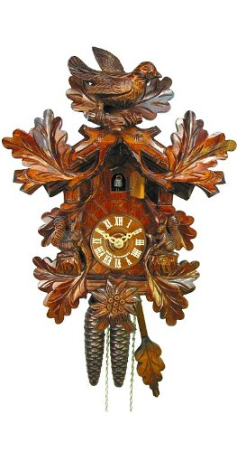 Handmade Cuckoo Clock with Moving Bird & Squirrel - Traditional German Wooden Wall Clock - Perfect for Home, Office & Cabin Decor (Black Forest Style)