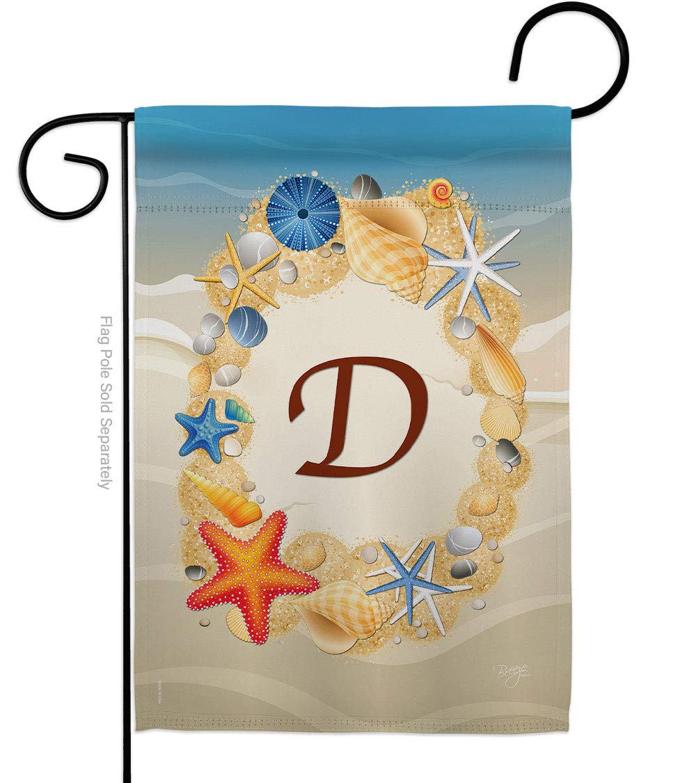 Coastal Beach D Initial Garden Flag - Summer Decor for Outdoor & Patio