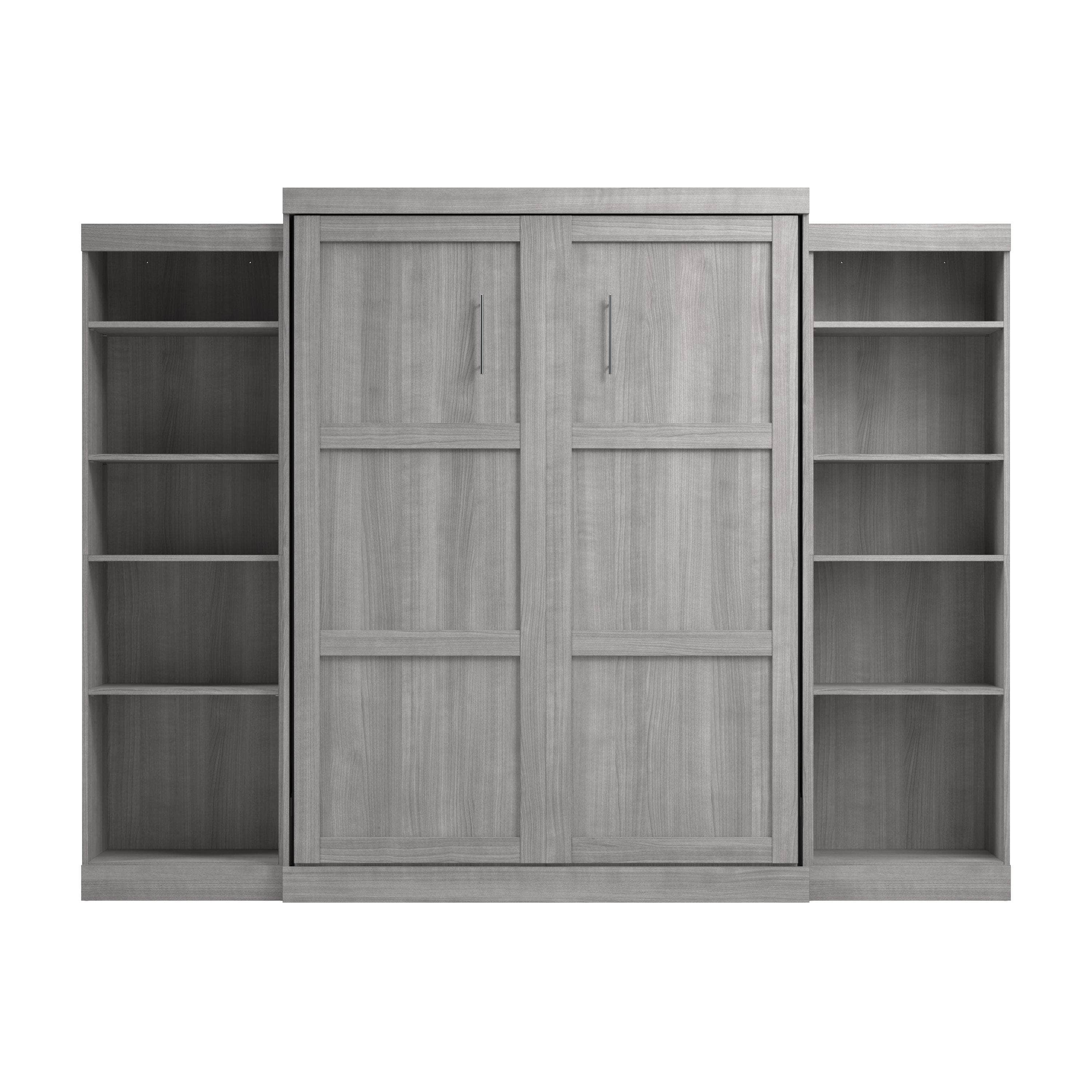 Pur Queen Murphy Wall Bed with 2 Storage Units (115W) - 7 Color Options | Space-Saving Foldable Bed for Small Apartments, Guest Rooms & Home Offices