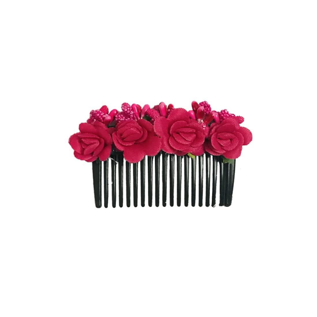 Gadinfashion™ Stylish Flower Hair Comb & Juda Pin Clip for Women and Girls - Elegant Floral Design Hair Accessory (Pack of 1, Rani Pink) | Perfect for Weddings, Parties, and Everyday Fashion