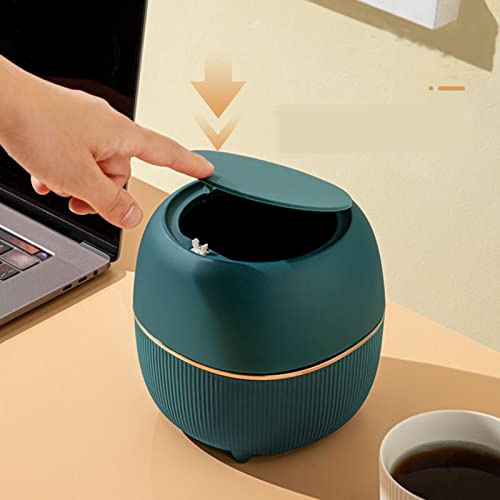 Eco-Friendly Mini Desktop Trash Can with Lid - Small Plastic Waste Bin for Home & Office, Includes 50 Trash Bags (Green) | Perfect for Desk, Bathroom, Bedroom & Car Organization
