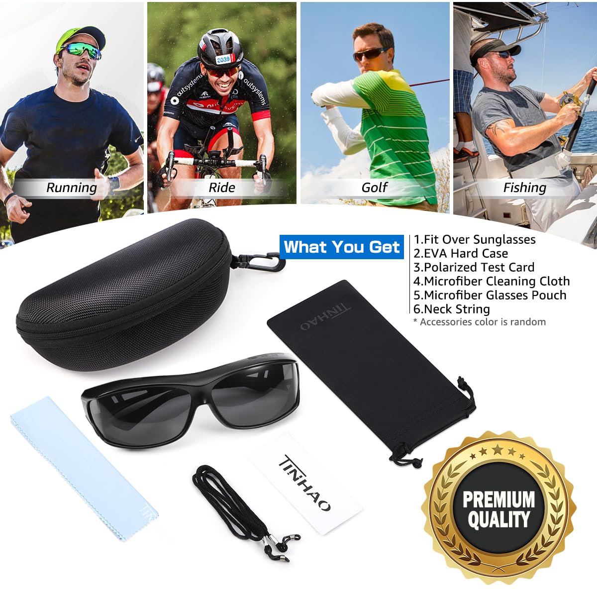 Polarized Sunglasses for Men - UV400 Protection Fit Over Glasses, Sports & Driving Shades, Fishing Sunglasses - Perfect for Outdoor Activities, Cycling, Running, and Beach Wear