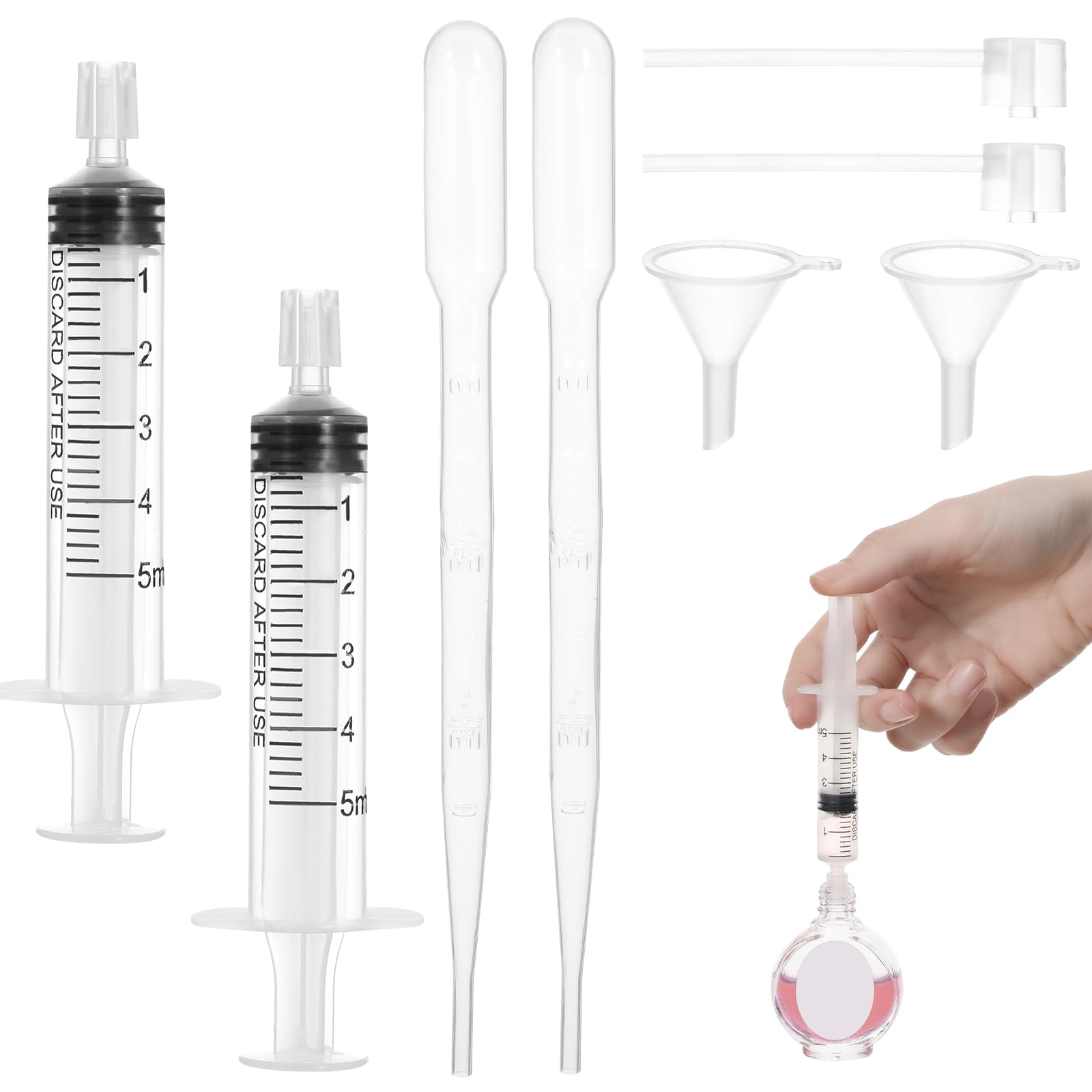8-Piece Perfume Refill Kit - Clear Syringe, Funnel & Dispenser Set for Liquid Fragrance Transfer, Essential Oils & Sample Bottles | Perfect for Travel, DIY Perfume Mixing & Precise Liquid Application