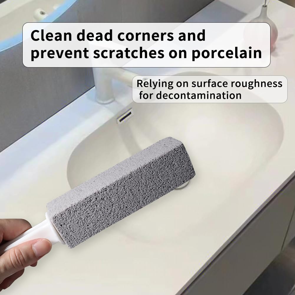 Natural Pumice Stone for Toilet Cleaning - Heavy Duty Scrubber with Ergonomic Handle - Effective Toilet Bowl Cleaner Brush - Removes Stubborn Stains & Limescale - Perfect for Bathroom, Kitchen Sink, and Tile Cleaning