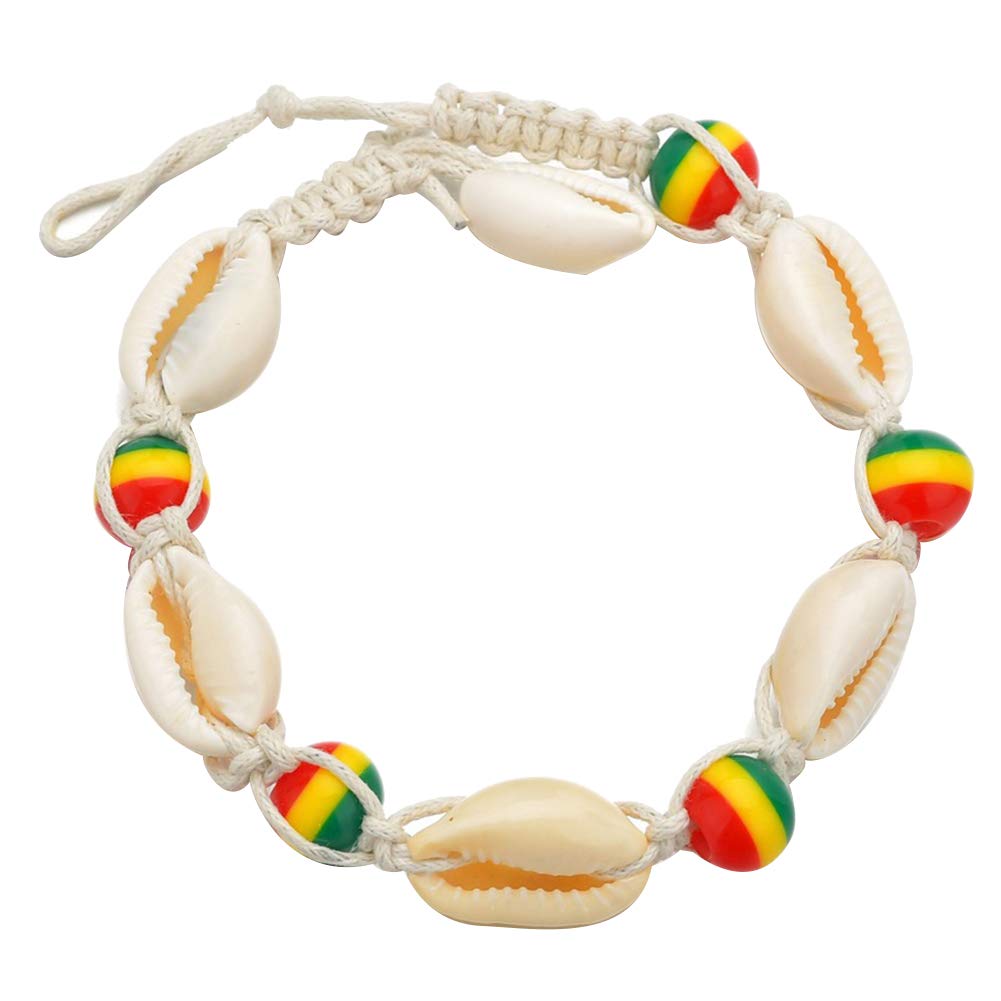 Chic Boho Shell Bead Anklet for Women - Colorful Wooden Beads & Shell Charm Ankle Bracelet - Perfect for Beach Vacations, Summer Outfits, and Barefoot Jewelry