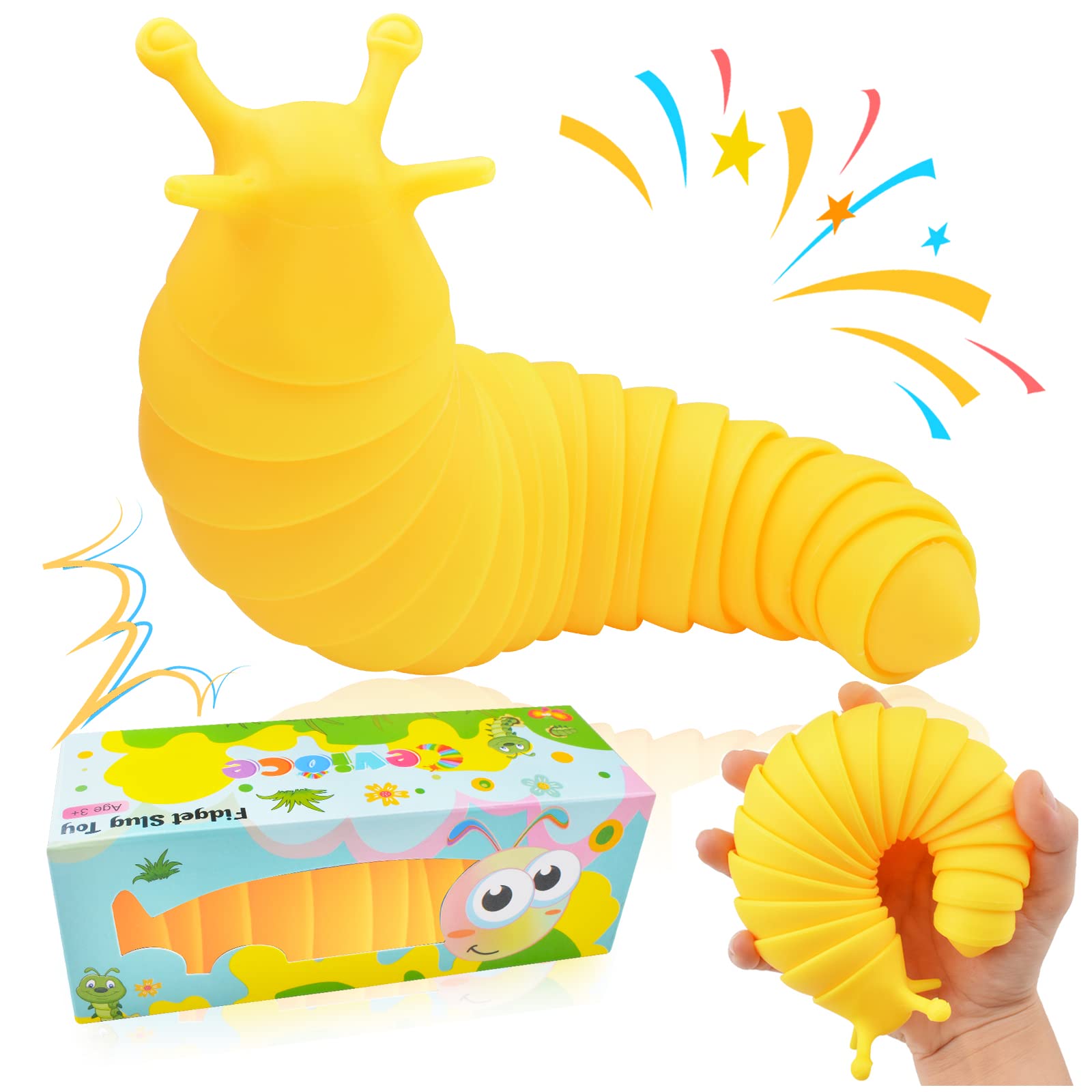 Cevioce Fidget Slug Toy for Kids & Adults - Autism Sensory Toys for Stress Relief & Focus