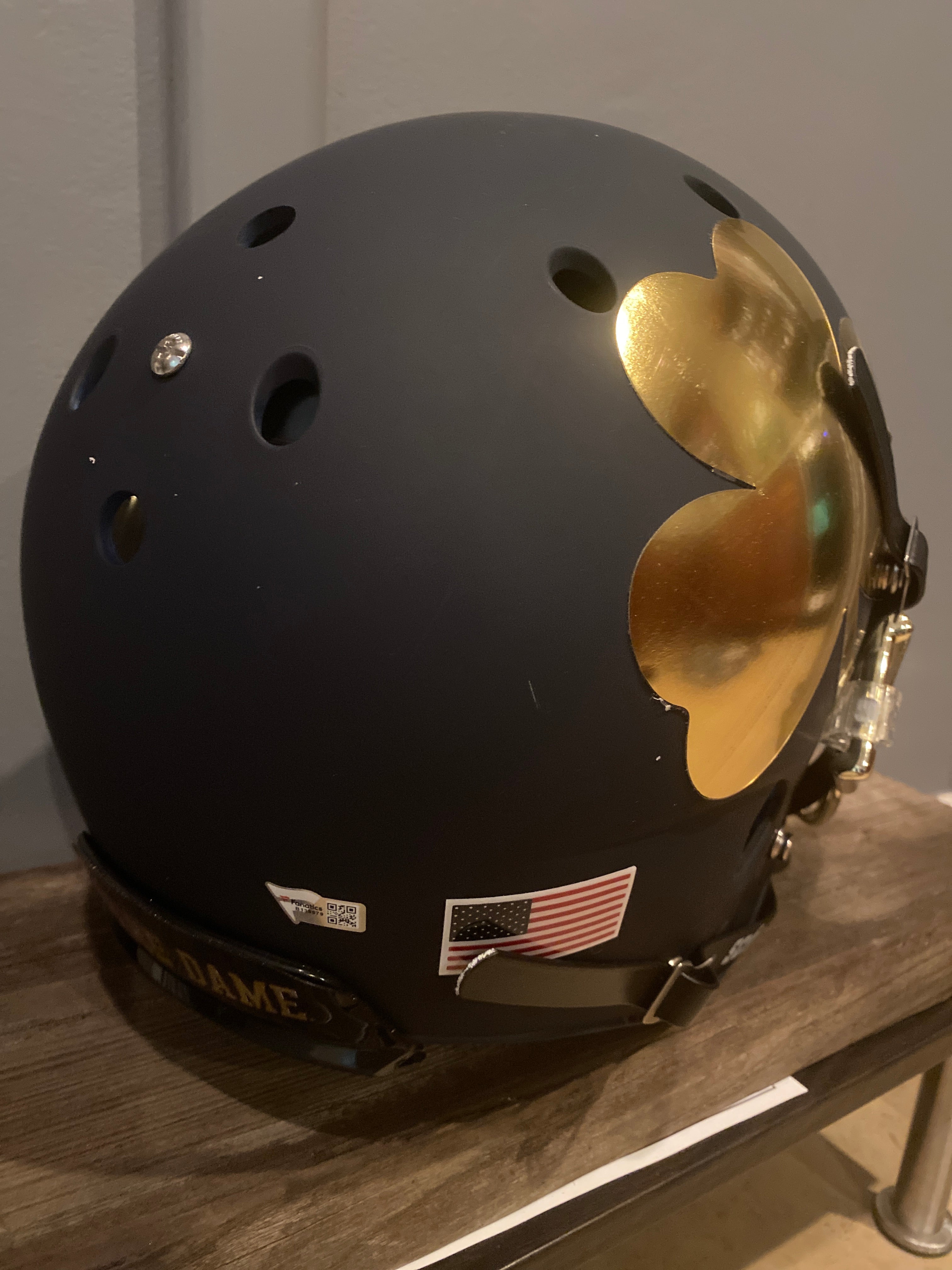 Tim Brown Autographed Notre Dame Fighting Irish Shamrock Alternate Full Size Football Helmet with 