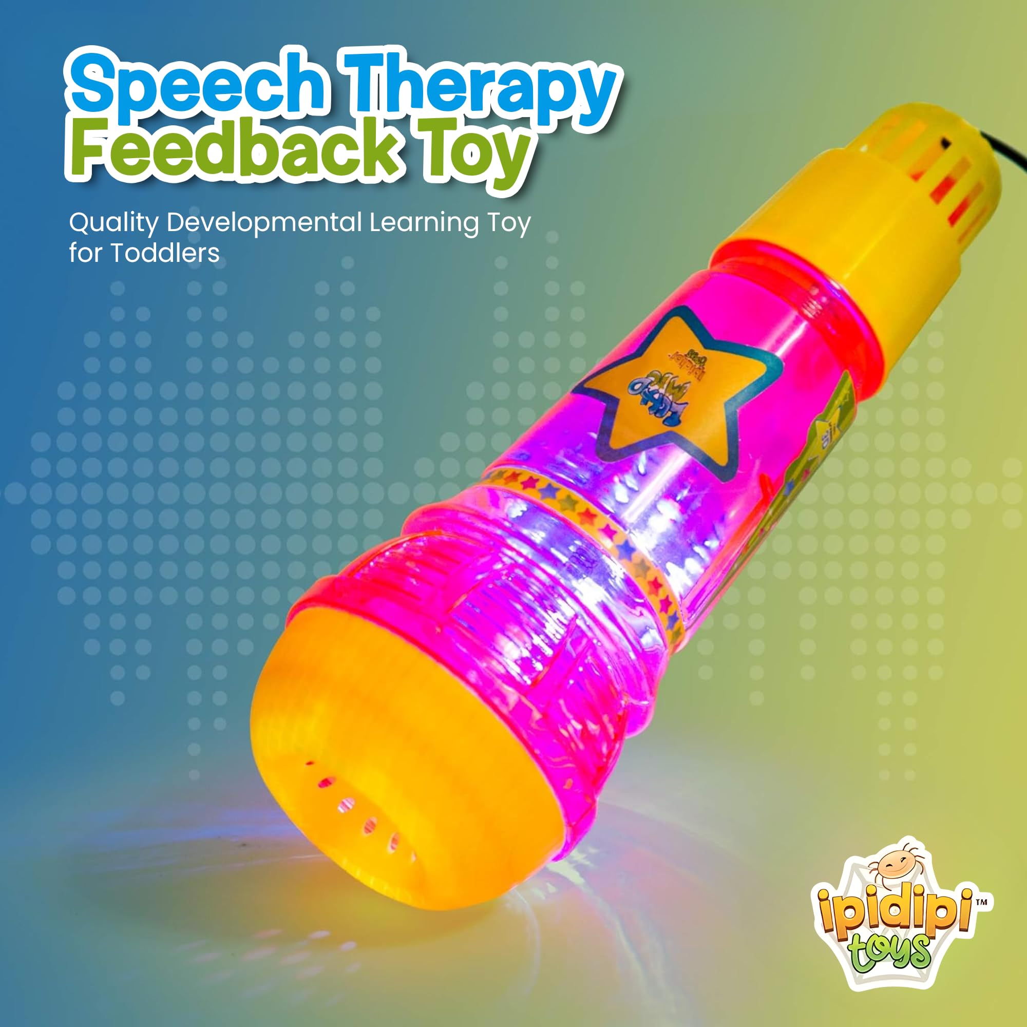 IPIDIPI Kids Echo Microphone Toy with Multicolor Flashing Lights - Speech Therapy & Retro Gift for Toddlers & Girls (Pink/Yellow) - Perfect for Birthday Parties, Christmas Stocking Stuffers & Sing-Along Fun
