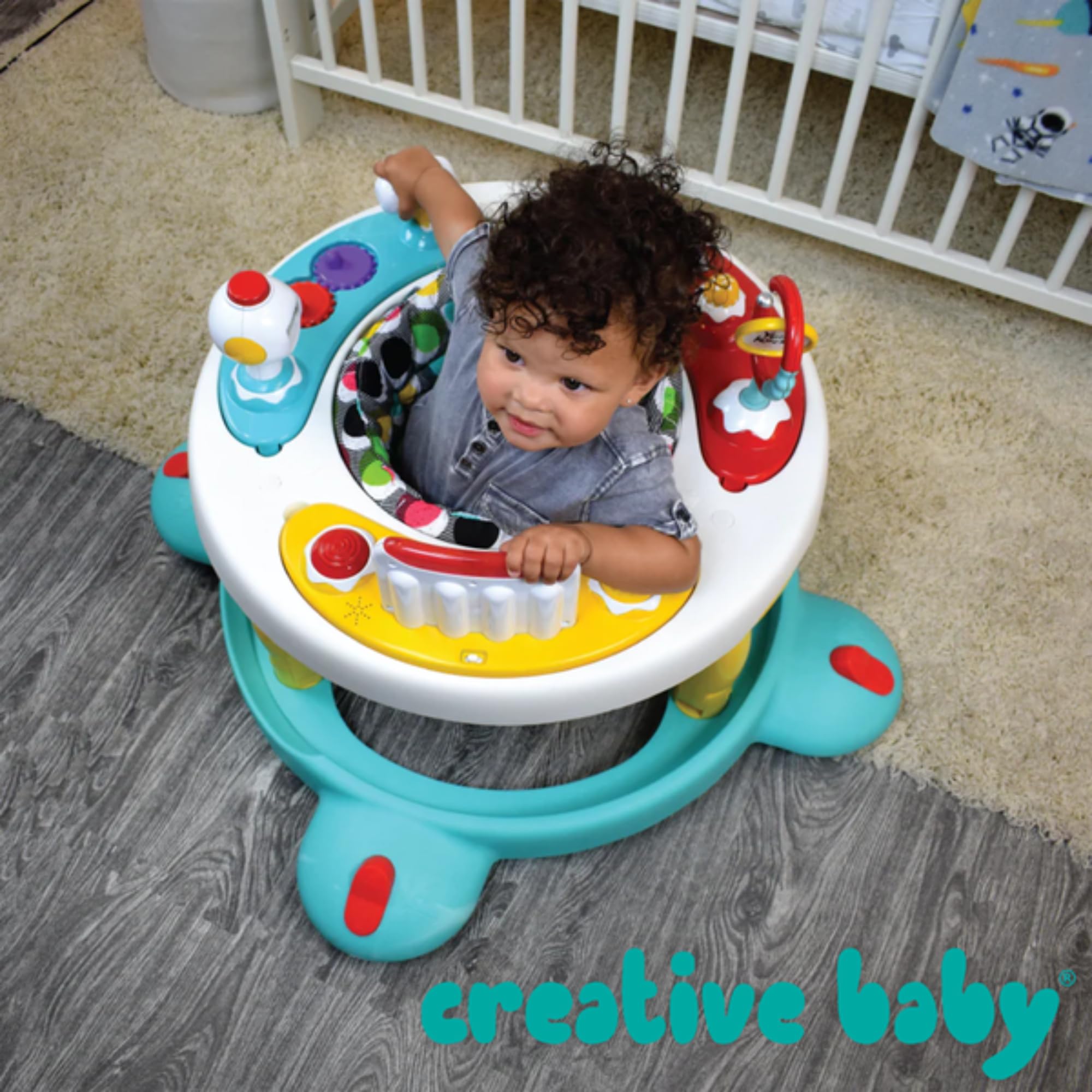 2-in-1 Deluxe Baby Walker & Activity Center with Musical Toys - Sensory Learning Toy for Infants - Removable Washable Seat Pad - Perfect for Playtime & Early Development
