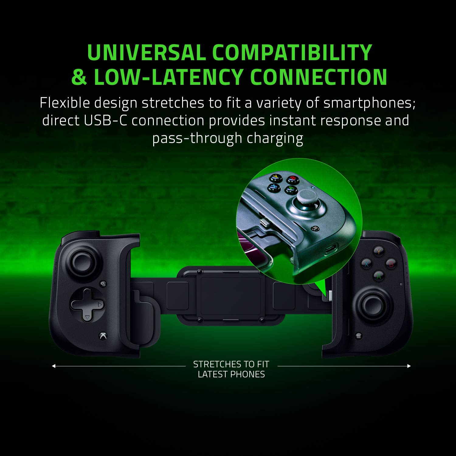 Razer Kishi Mobile Game Controller for Xbox & Android USB-C | Low Latency Gamepad with Passthrough Charging | Compatible with Samsung, Pixel, & More | Perfect for Game Pass Ultimate, xCloud, & Cloud Gaming | Ideal for On-the-Go Gaming & Home Entertainment