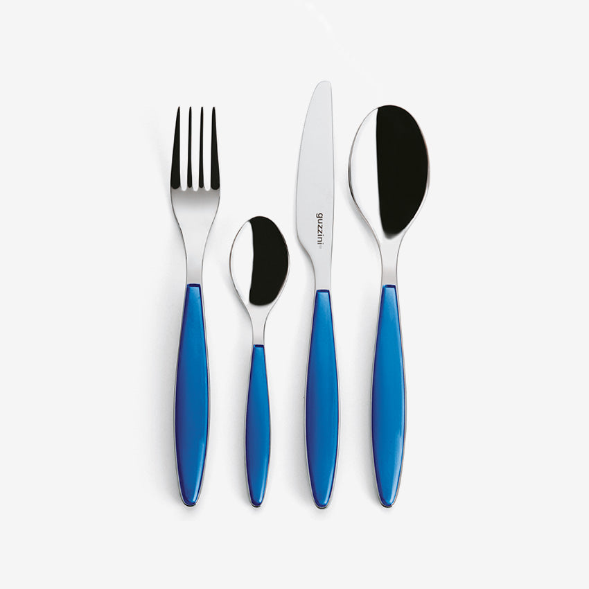 Guzzini Feeling 24-Piece Stainless Steel Cutlery Set - Knife Fork Spoon Set for Dining, Kitchen & Entertaining - Elegant Flatware for Restaurants, Weddings & Home Use