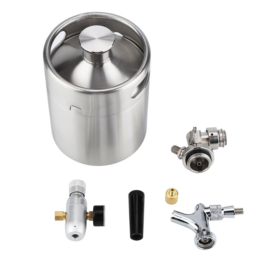 2L Stainless Steel Pressurized Keg Growler with Faucet - Home Brewing Craft Beer Dispenser System | Portable Mini Beer Keg for Parties, Camping & Outdoor Events