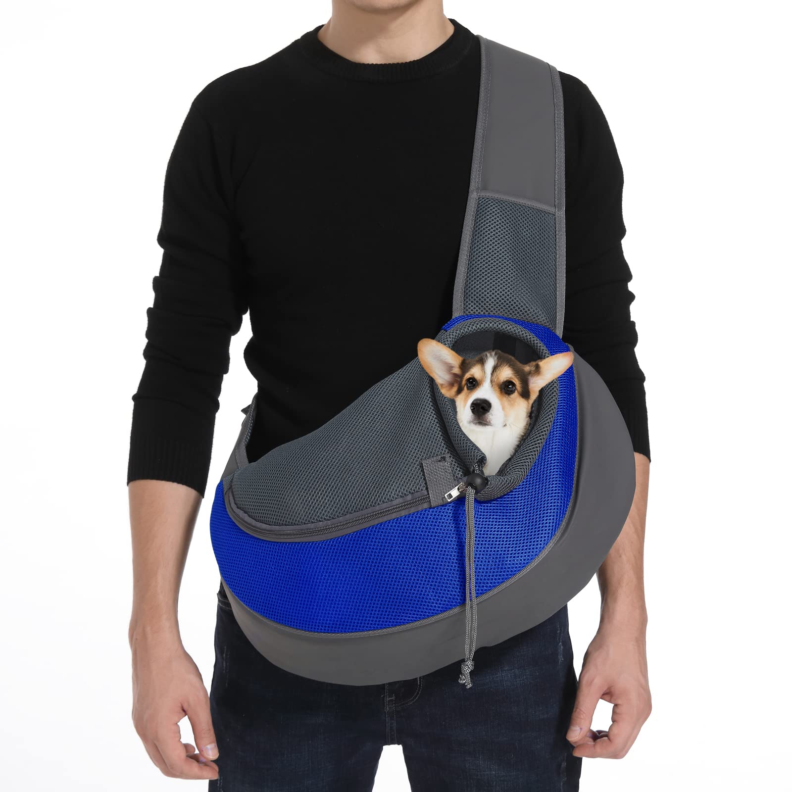 Best Small Dog Carrier for Travel - Lightweight Puppy Sling Bag with Breathable Mesh (Medium Size, Blue) - Perfect for Airplane, Car Rides & Outdoor Adventures