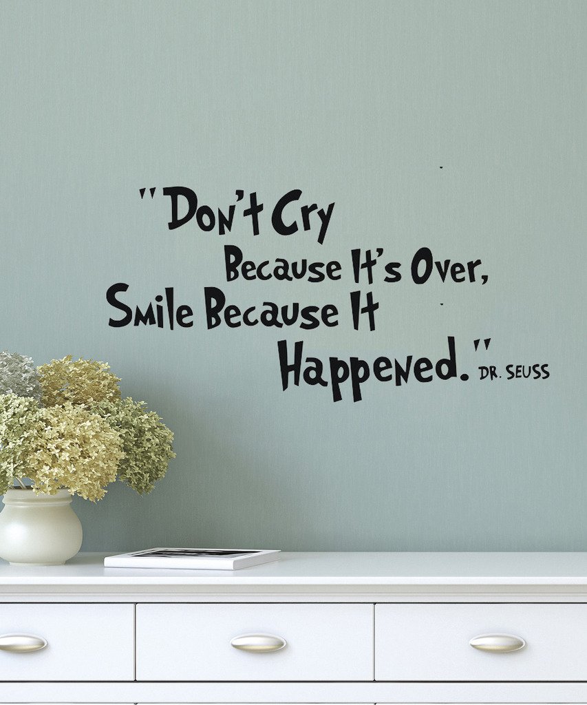Don't Cry Quote Wall Decals - Inspirational Bedroom Decor, Nursery Room Stickers, Motivational Home Wall Art for Kids & Teens (Perfect for Bedrooms, Playrooms & Dorm Decor)