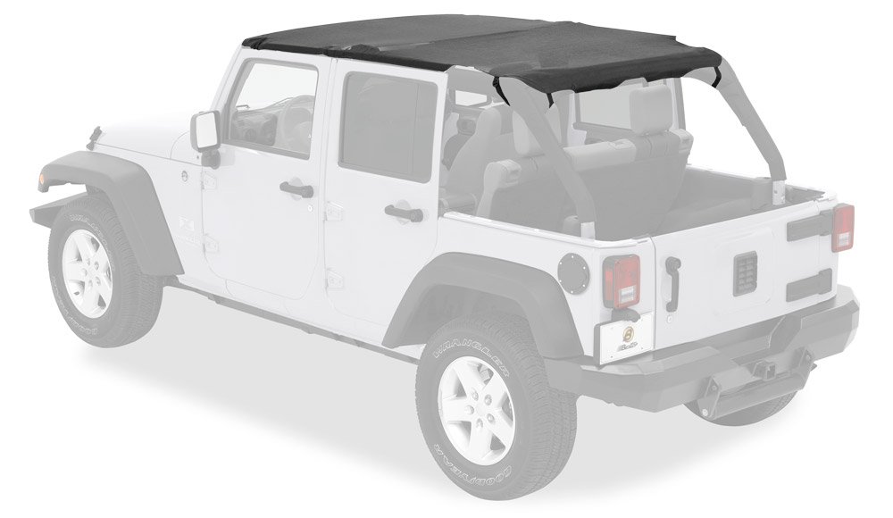 Bestop 5259411 Mesh Safari-Style Bikini Top for 2010-2018 Jeep Wrangler JK Unlimited - UV Protection & Breathable Sun Shade for Off-Road Adventures & Summer Driving