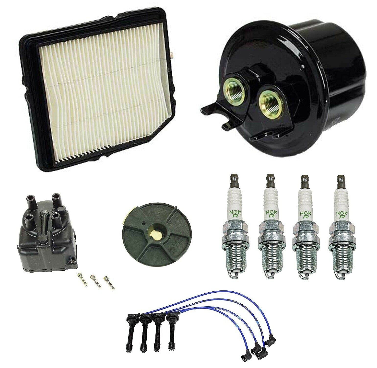 Honda CRX Civic Air Filter, Fuel Filter, Distributor Cap & Rotor, Spark Plugs Kit - Replacement Parts for Improved Engine Performance & Fuel Efficiency | Perfect for DIY Car Maintenance & Tune-Ups