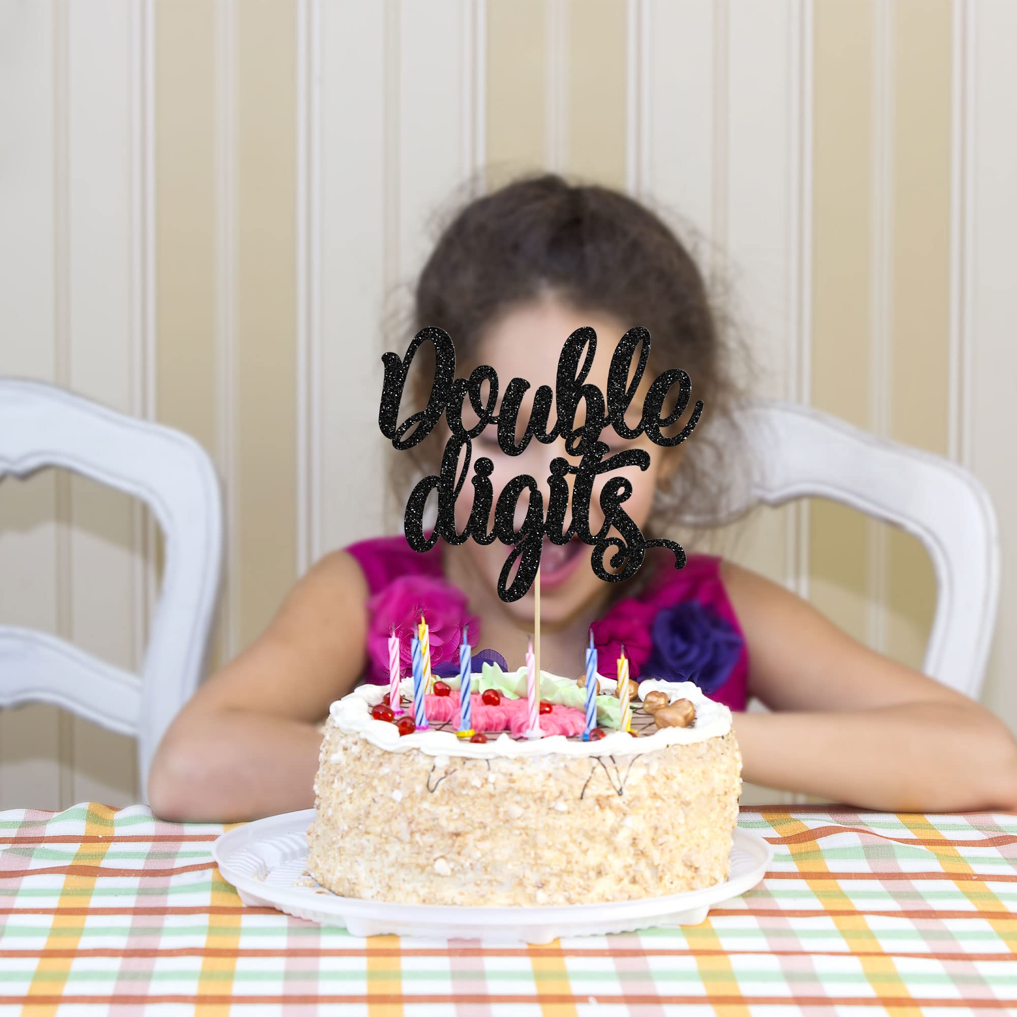 Gyufise 1 Pack Double Digits 10th Birthday Cake Topper - Black Glitter Number 10 Cake Decorations for Boys & Girls | Perfect for 10th Birthday Parties, Anniversary Celebrations & Milestone Cakes