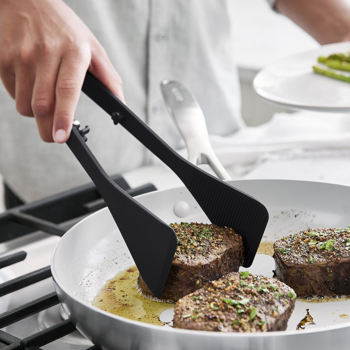 Premium Silicone Wide Tongs - Heat Resistant Kitchen Utensils for Cooking, Grilling & Serving - Non-Slip Grip & Dishwasher Safe - Ideal for BBQ, Salad, Pasta & More