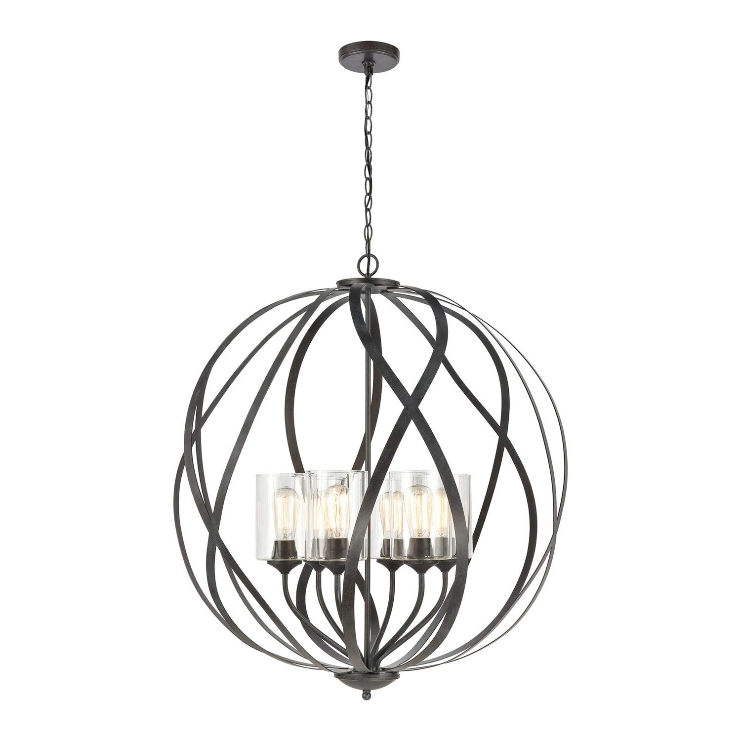 Midnight Bronze 6-Light Daisy Chandelier with Clear Glass Shades - Elegant Dining Room & Bedroom Ceiling Lighting Fixture