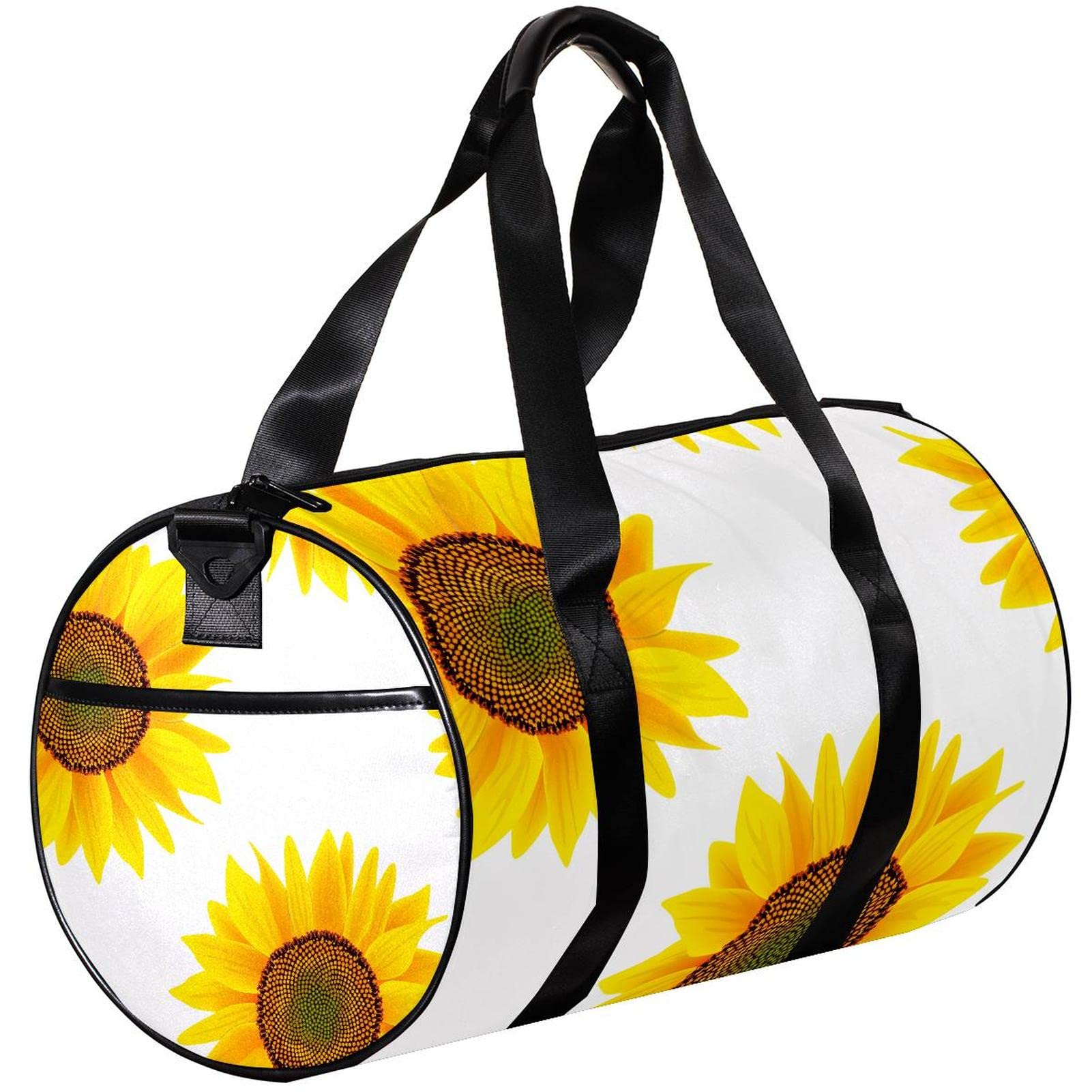Small Travel Duffel Bag - Yellow Sunflower Print Canvas Gym Bag for Sports & Workout | Lightweight Carry-On Luggage for Weekend Trips, Yoga Class & Gym Essentials