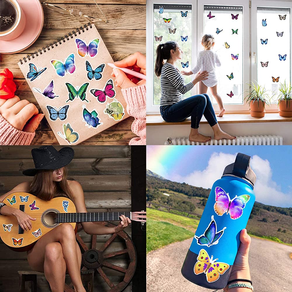 50-Piece Butterfly Stickers Set - Waterproof Vinyl Decals for Kids & Teens - Perfect for Laptop, Water Bottle, Luggage, Skateboard, Bike Helmet, Guitar, Scrapbook & Phone - Cute Gift Idea for Birthdays & Travel Accessories