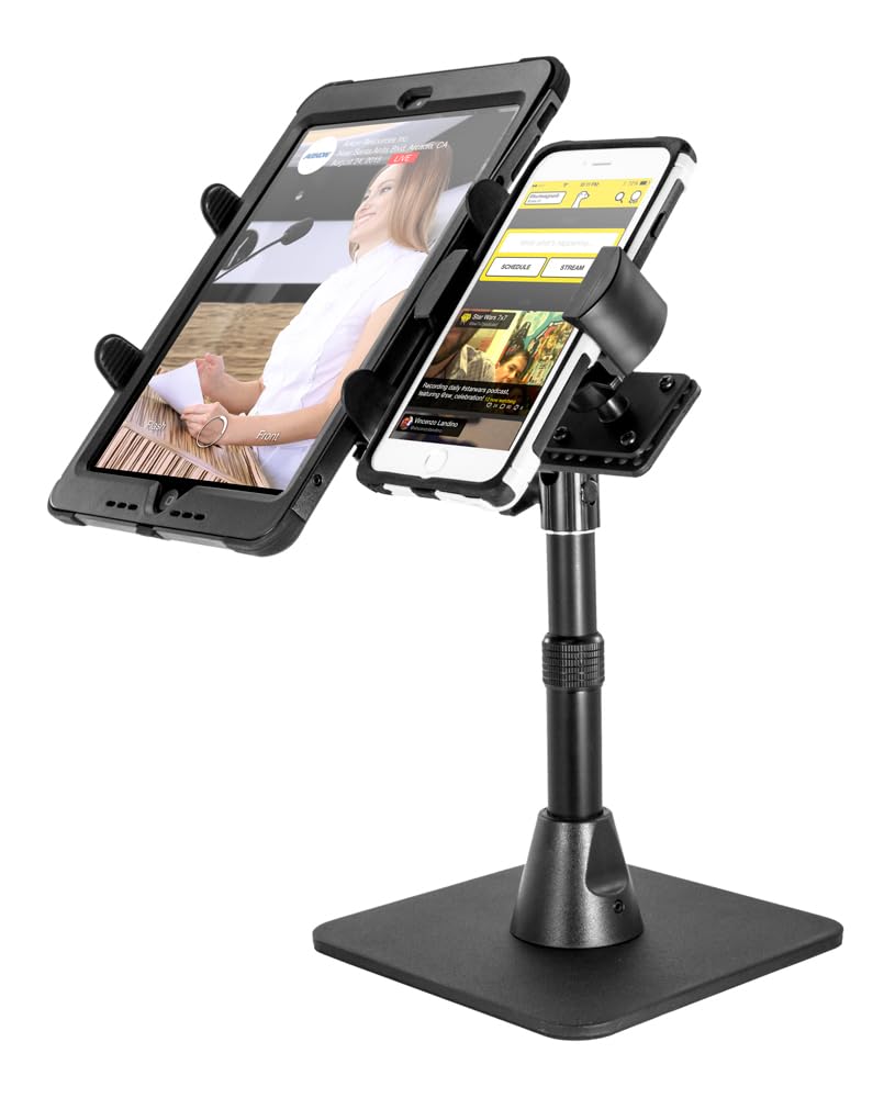 ARKON TW Broadcaster Tablet & Phone Mount Stand for Live Streaming - Adjustable Desk Clamp Holder for YouTube, TikTok, Facebook Gaming - Perfect for Content Creators, Gamers & Video Calls