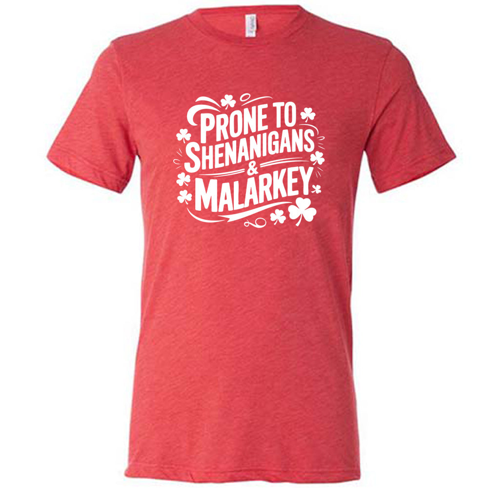 Funny Unisex T-Shirt - Prone To Shenanigans & Malarkey Design - Perfect for Casual Wear, Gifts & Humorous Occasions