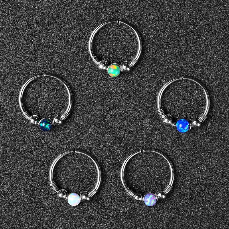 Opal Seamless Fixed Captive Ring - Elegant Body Jewelry for Belly Button, Nose & Ear Piercing | Hypoallergenic Stainless Steel | Perfect for Everyday Wear & Special Occasions