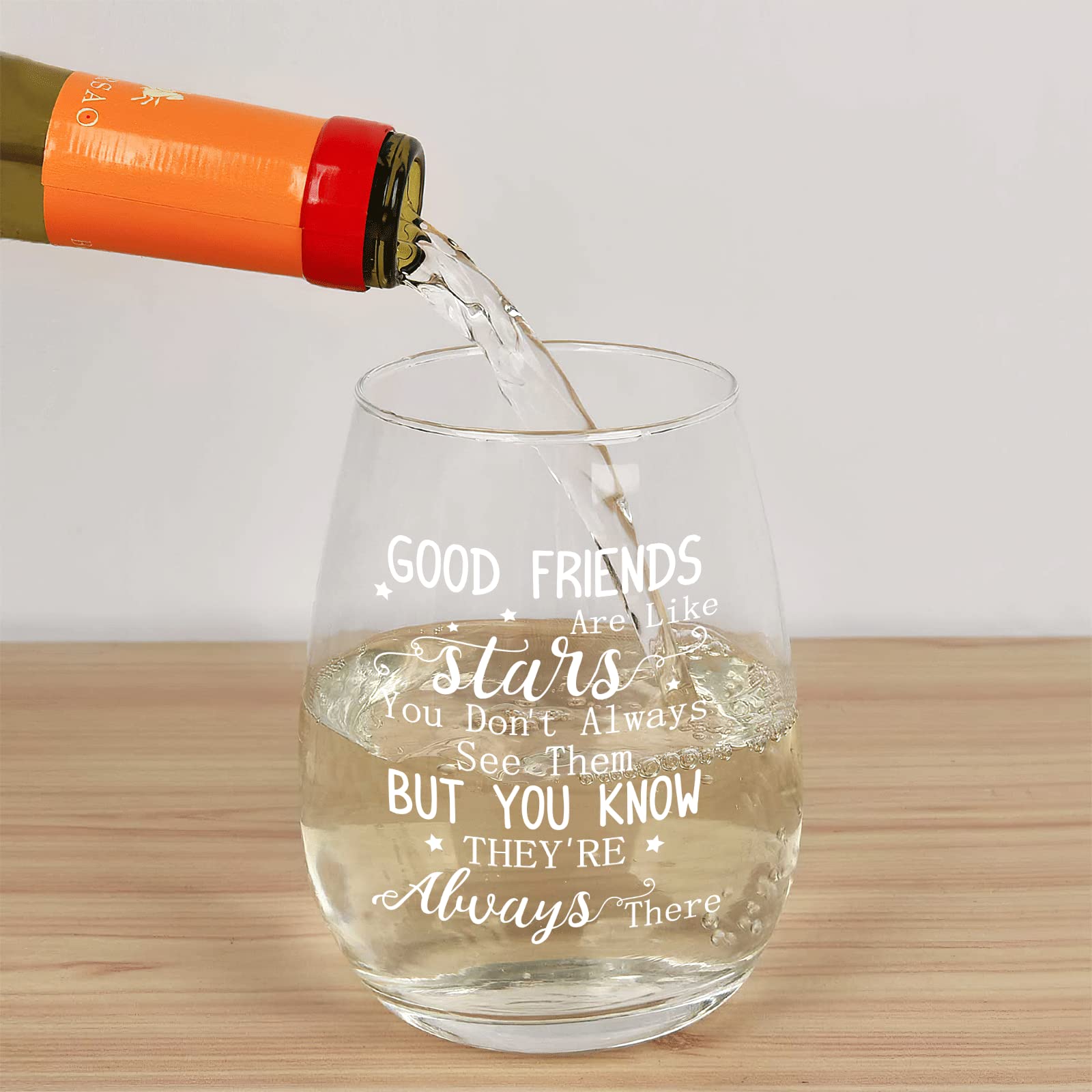Joymaking 15 oz Stemless Wine Glass - Best Friend Birthday Gifts for Women, Friendship Gifts for Her, Christmas & Graduation Presents - Perfect for Wine Nights, Celebrations & Thoughtful Gifting