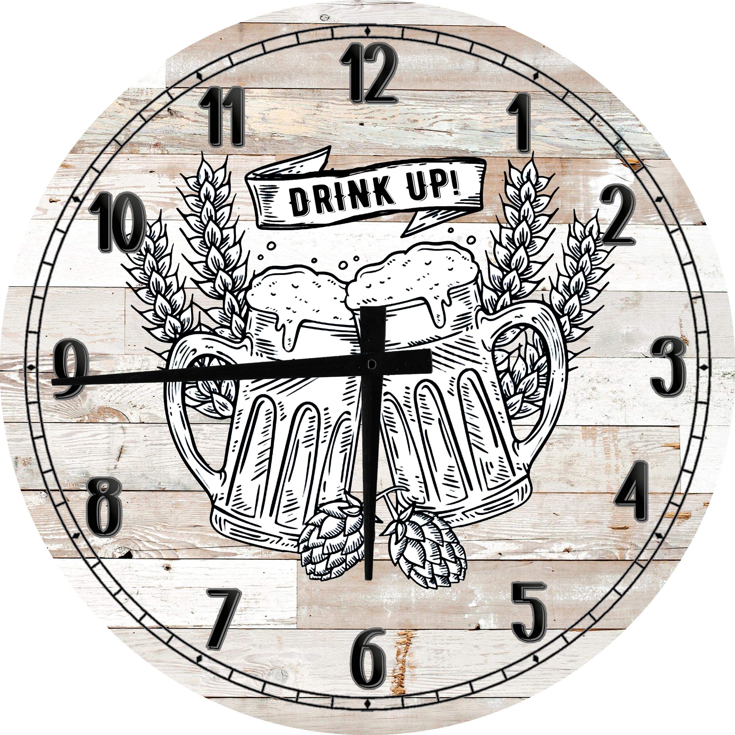 18 Inch White Wooden Beer Mug Wall Clock - Unique Bar Decor & Home Pub Sign for Man Cave, Basement, or Kitchen - Perfect Gift for Beer Lovers
