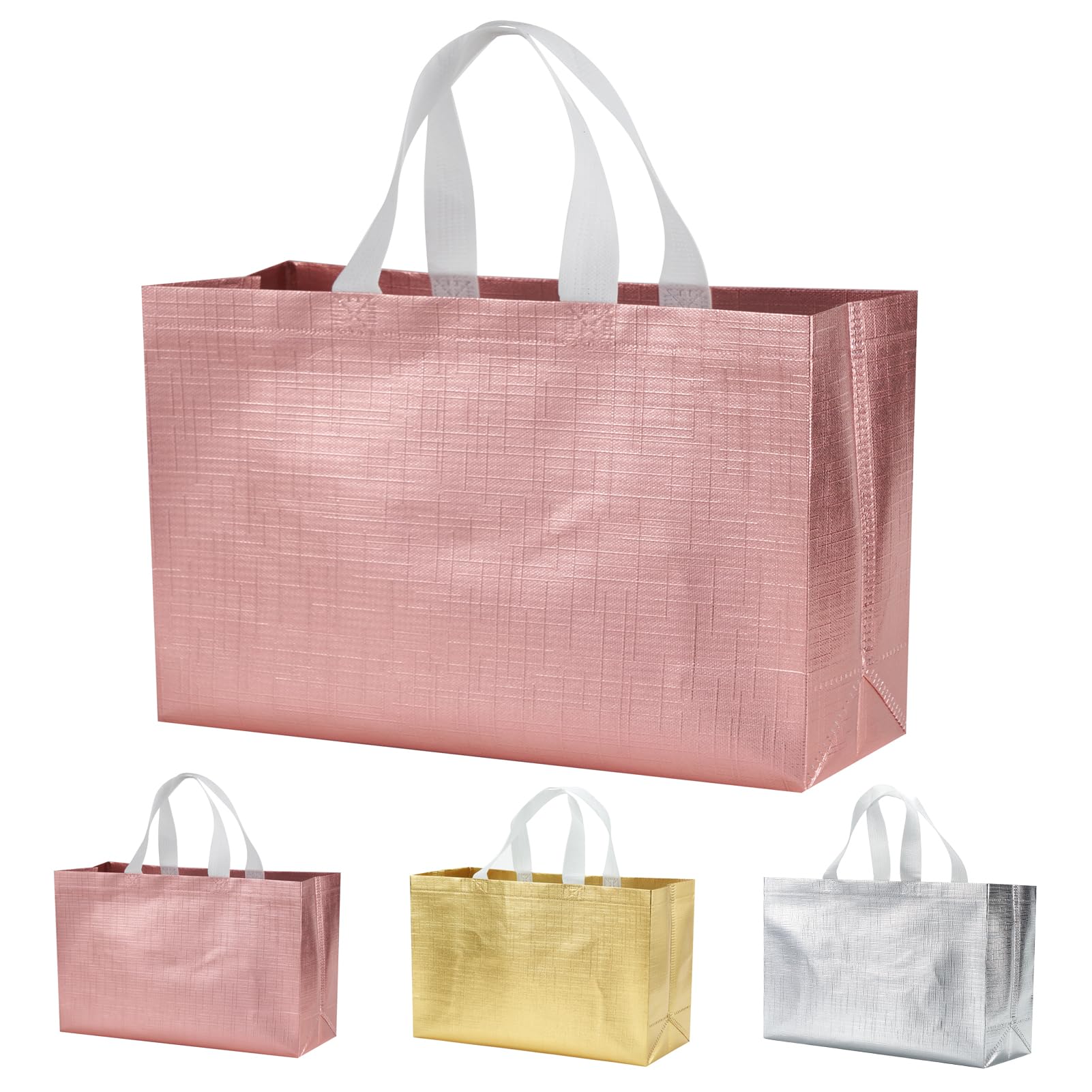 12 PCS Extra Large Reusable Gift Bags 15.5x4.7x11 Inches - Mix Color Party Favor Bags with Handles for Birthday, Christmas, Baby Shower & Holiday Gift Wrapping