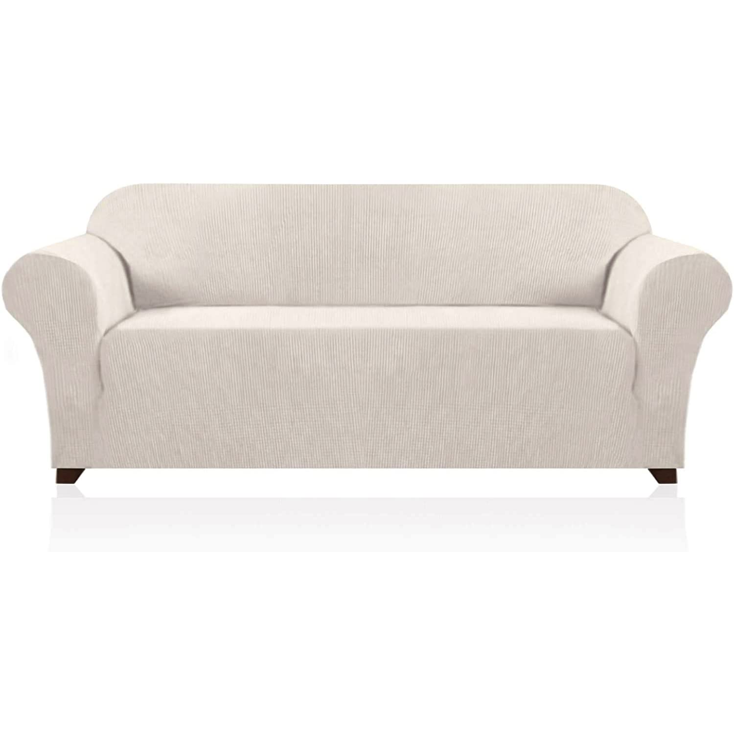 PrinceDeco Washable Fitted Sofa Slipcover for 3-Cushion Couches - Pet Friendly Oversized Couch Cover, Furniture Protector Stays in Place (XL, Ivory) - Perfect for Living Rooms, Family Rooms & Pet-Friendly Homes