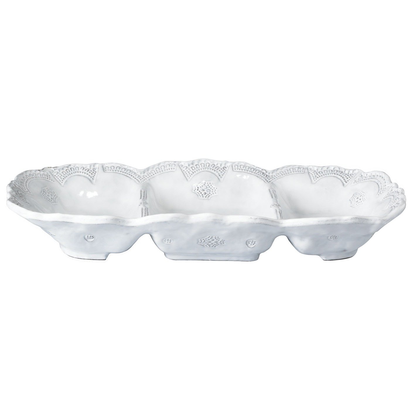 Vietri Incanto White Lace Medium 3-Piece Serving Platter Set - 14.5