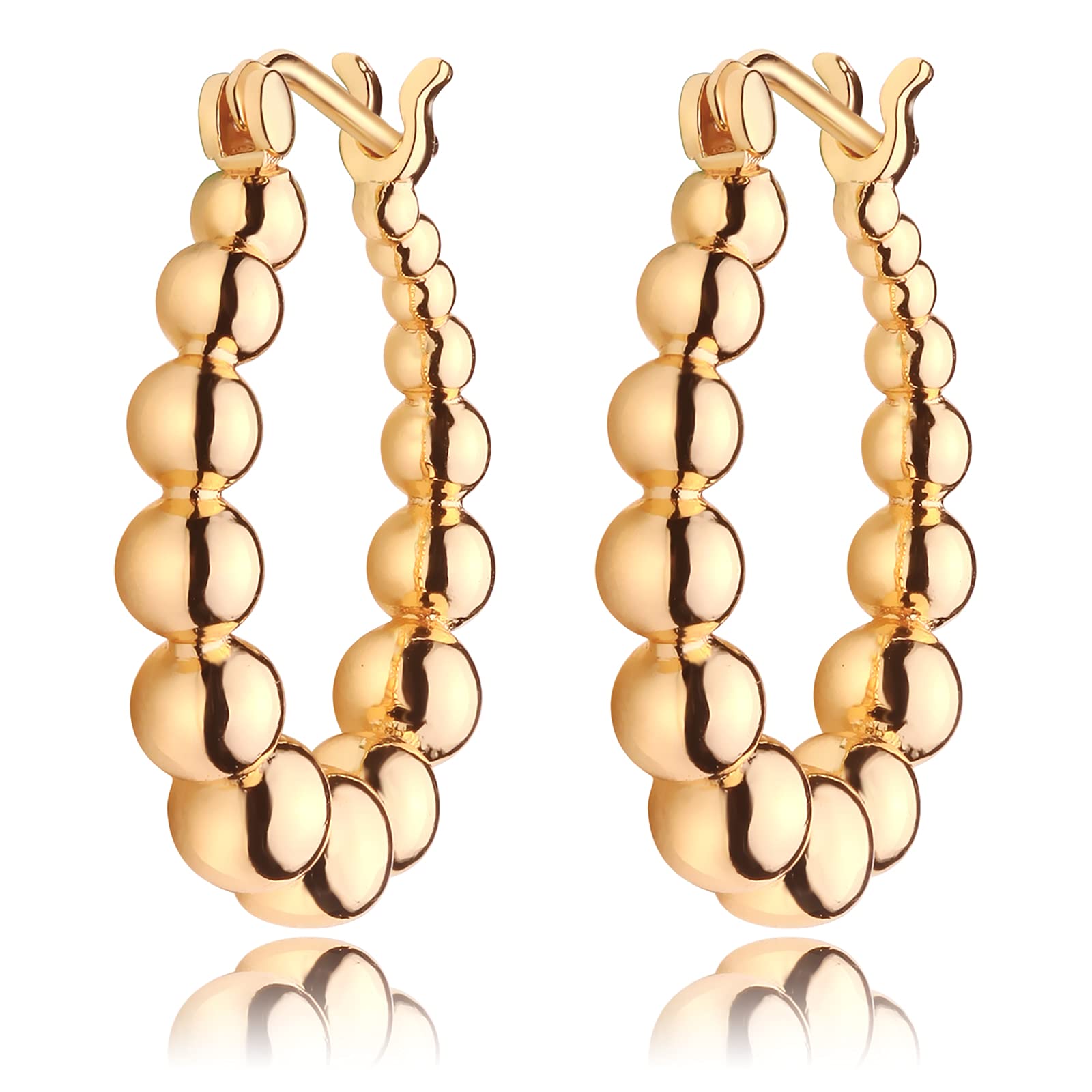 14K Gold Plated Huggie Hoop Earrings for Women - Hypoallergenic Twisted Chain Hollow Out Earrings | Fashion Jewelry Gift for Her | Perfect for Everyday Wear, Date Night & Special Occasions