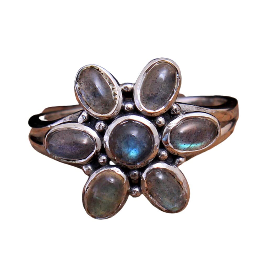 Labradorite 925 Sterling Silver Rings for Women | Blue Gemstone Bridesmaid Jewelry | Oval Bezel Set Handmade Statement Rings | Perfect for Weddings, Parties & Everyday Wear