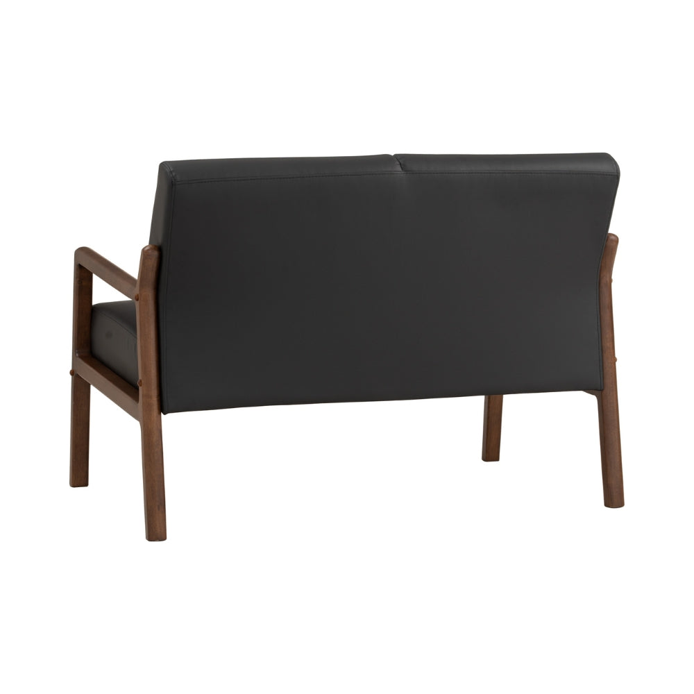 Premium 2-Seater Lounge Chair - Modern Black & Walnut Wood Accent - Perfect for Living Room, Patio, or Office Relaxation