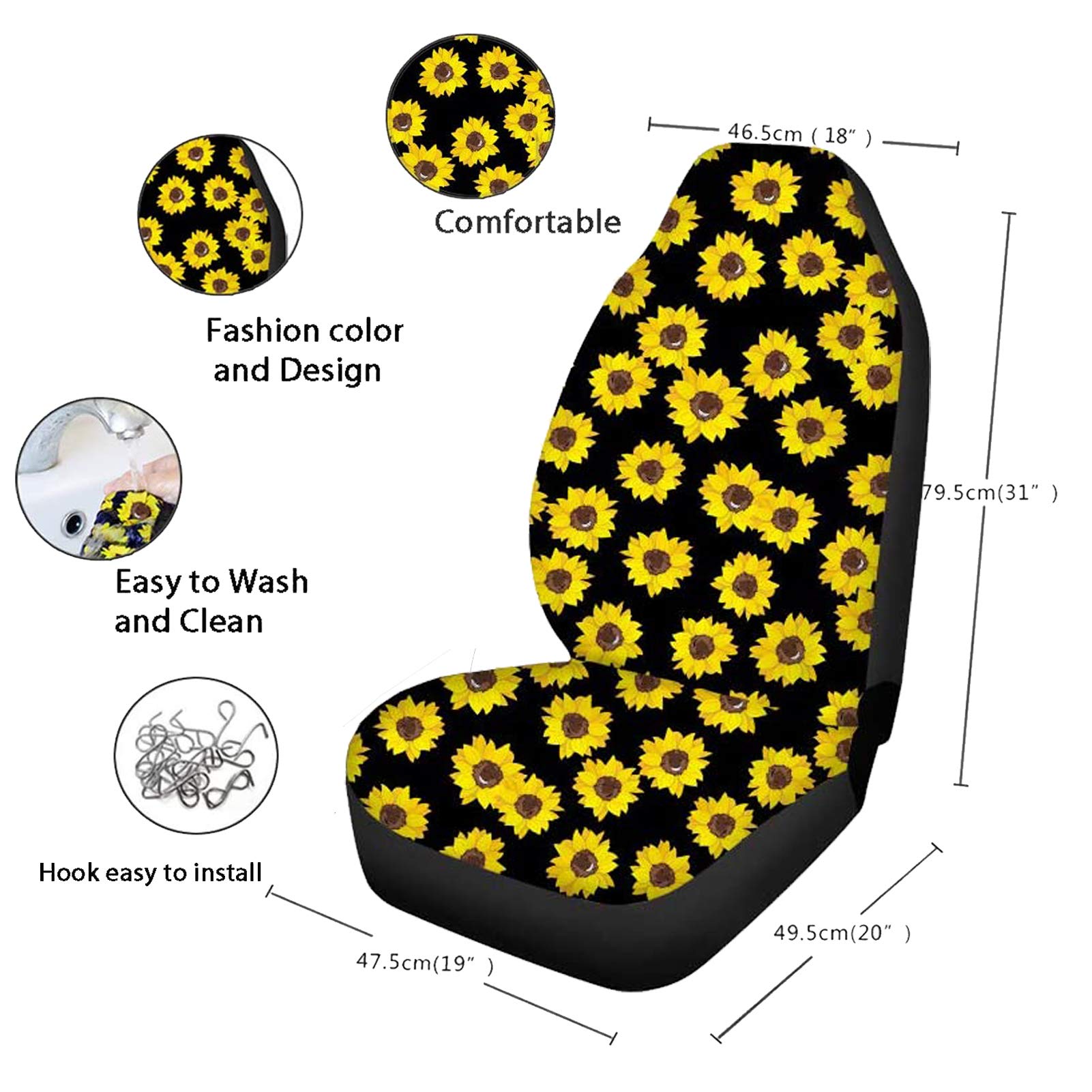 Galaxy Owl Car Seat Covers Full Set - Premium Steering Wheel Cover, Trunk Liner & Seat Belt Pads for Women (Black) - Perfect for SUVs, Sedans & Road Trips - Car Interior Accessories Set with Coasters & Keychains