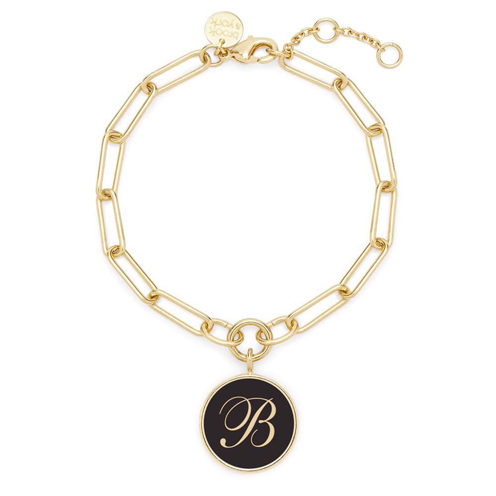 Brook & York Personalized Gold Initial Charm Bracelet - Custom Name Jewelry for Women - Elegant Birthday Gift for Sister, Wife & Bridesmaid - Perfect for Weddings, Anniversaries & Special Occasions