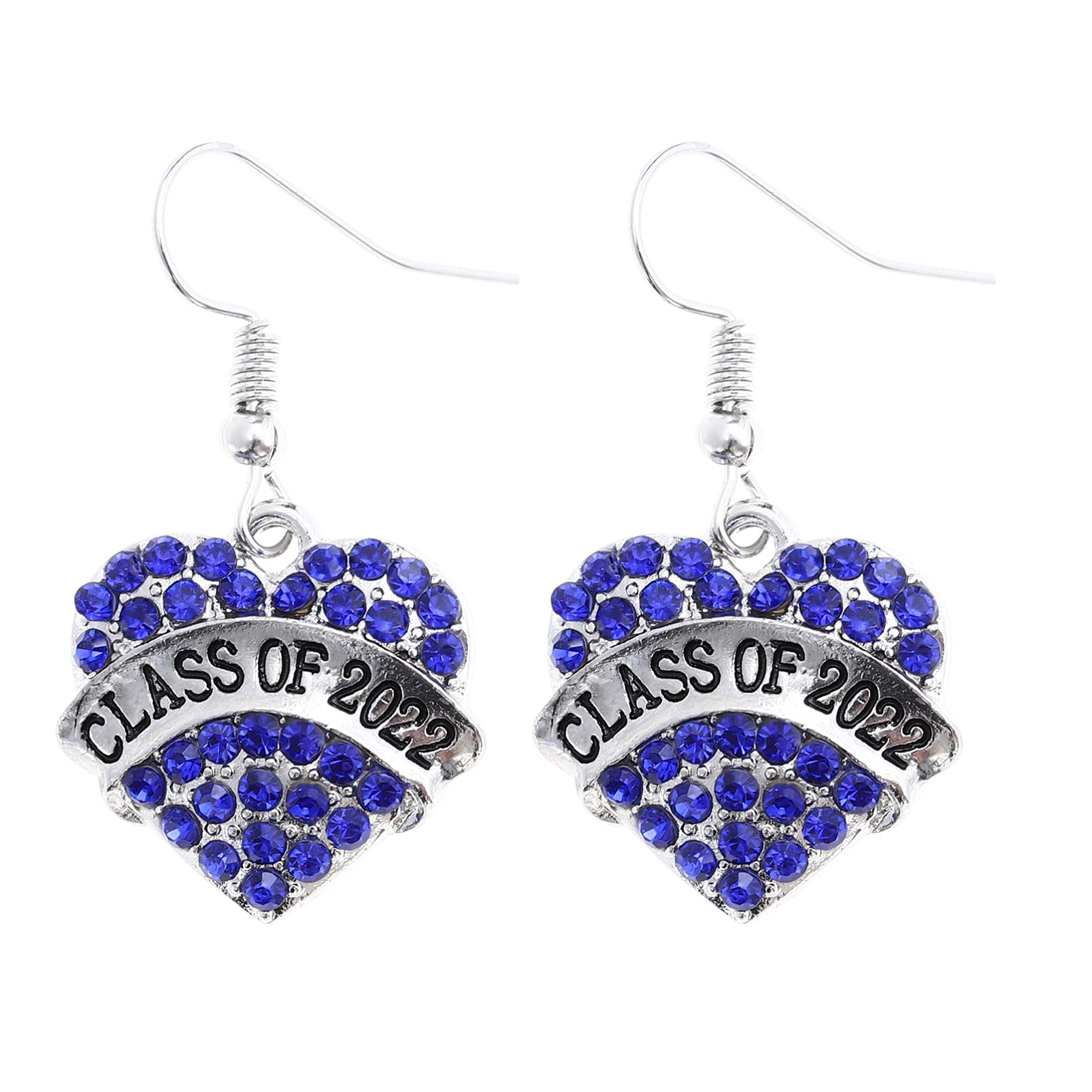 Class of 2022 Rhinestone Graduation Earrings - Sparkling Heart-Shaped Jewelry for Women, Best Friend Gifts, Party & Celebration Accessories (White) - Perfect for Graduation Ceremonies, Prom Nights & Special Occasions