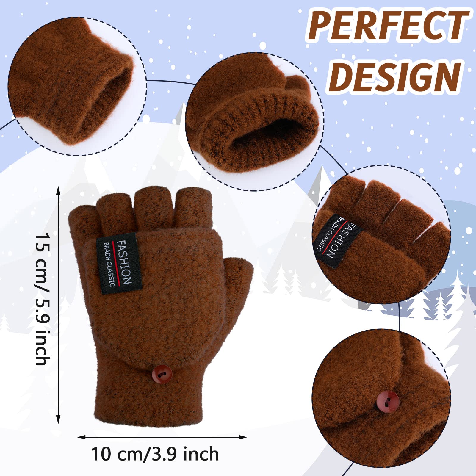 SATINIOR 4 Pairs Winter Fingerless Gloves with Convertible Mittens - Warm Knitted Gloves for Women & Men - Perfect for Outdoor Activities, Running, Hiking & Cold Weather