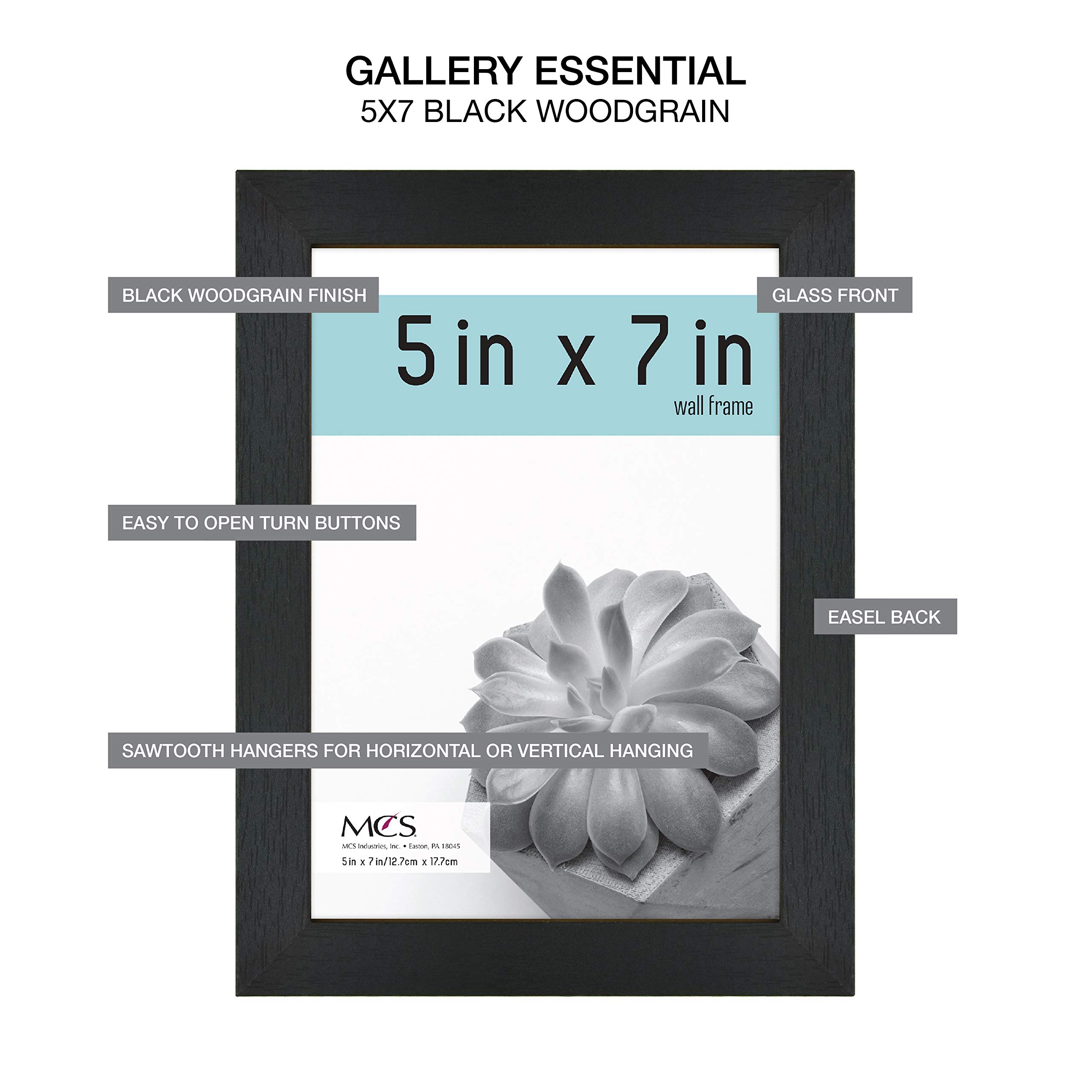MCS Gallery Essential Picture Frames Set - 15 Piece Black Woodgrain Photo Frames for Wall Display (4x6, 5x7, 8x10 Inches) - Perfect for Home Decor, Office, Living Room & Bedroom Wall Art