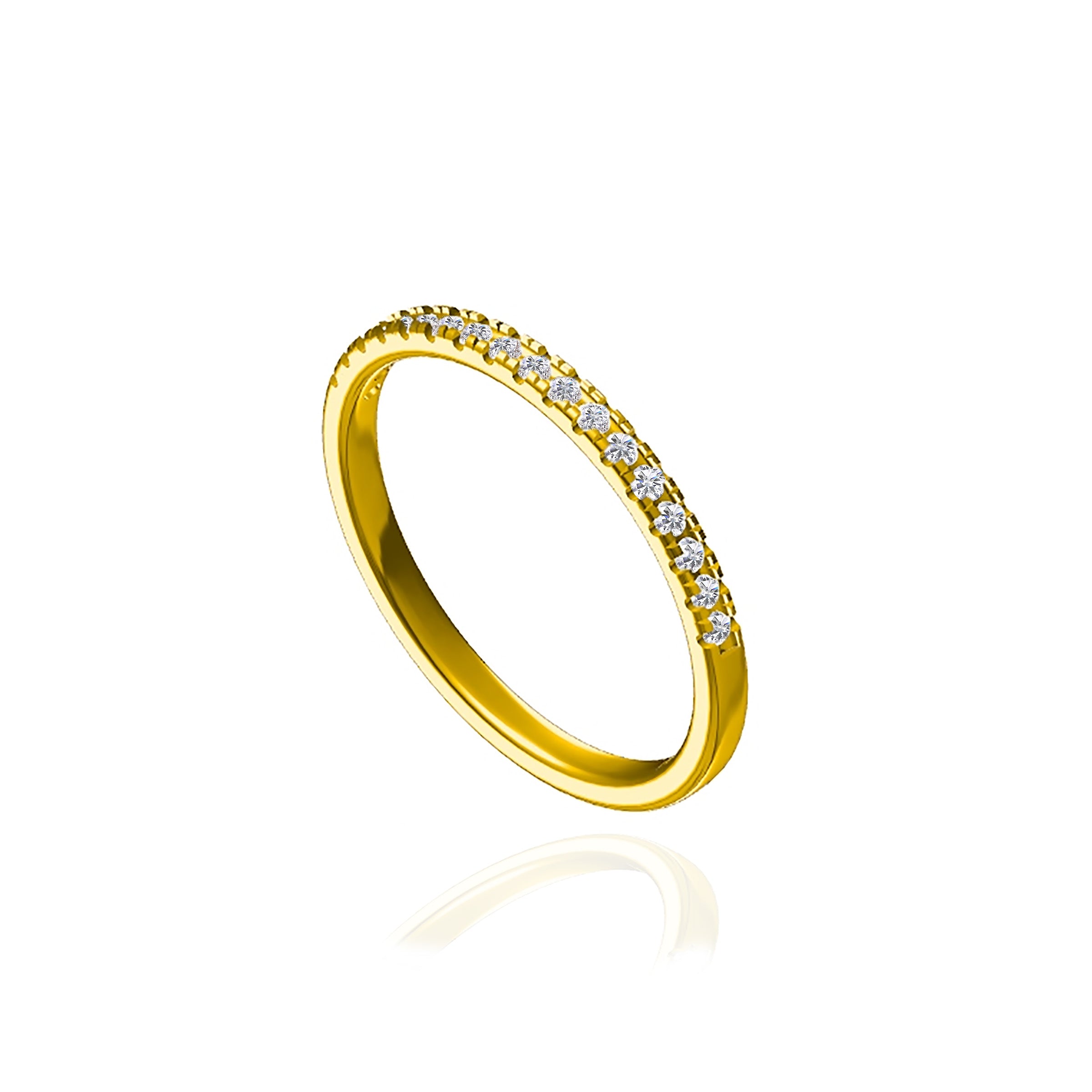 Elegant Spark: Half Pavé Ring Ashes Ring - Dainty Stackable Ring for Women, Perfect for Everyday Wear, Anniversary Gifts & Special Occasions