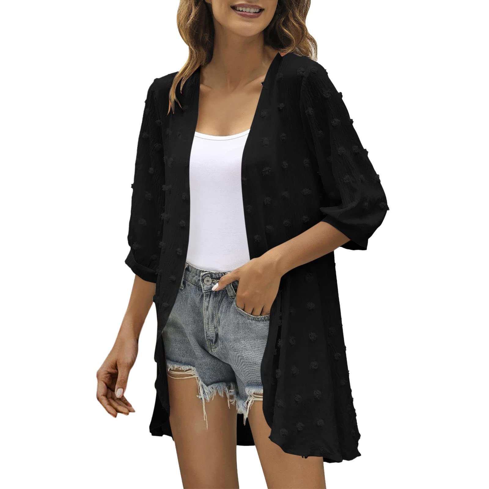 Women's Lightweight Casual Open Front Cardigan Sweater - Halloween Pumpkin Print Asymmetric Long Sleeve Coat | Perfect for Fall Fashion, Halloween Costumes, and Everyday Layering