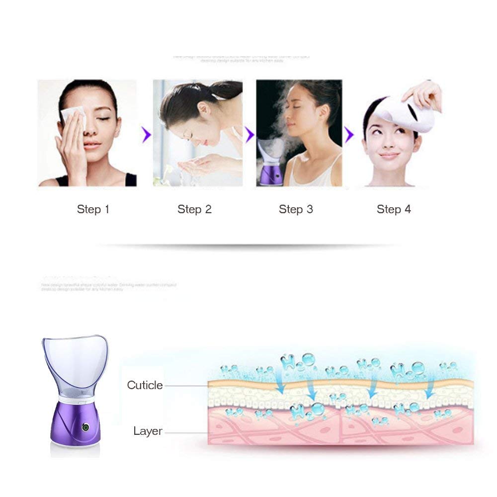 Hann Professional Facial Steamer - Warm Mist Humidifier & Sinus Steam Inhaler for Home Spa, Includes Stainless Steel Skin Kit & Cotton Towel (Purple) | Perfect for Deep Cleansing, Hydration & Sinus Relief