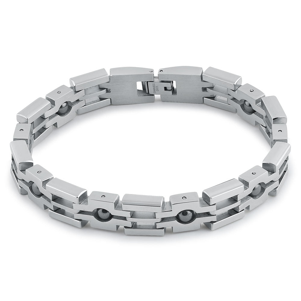 Stainless Steel Beaded Cross Link Bracelet for Women - Elegant Adjustable Chain Wrist Jewelry Gift for Her | Perfect for Everyday Wear, Parties & Special Occasions
