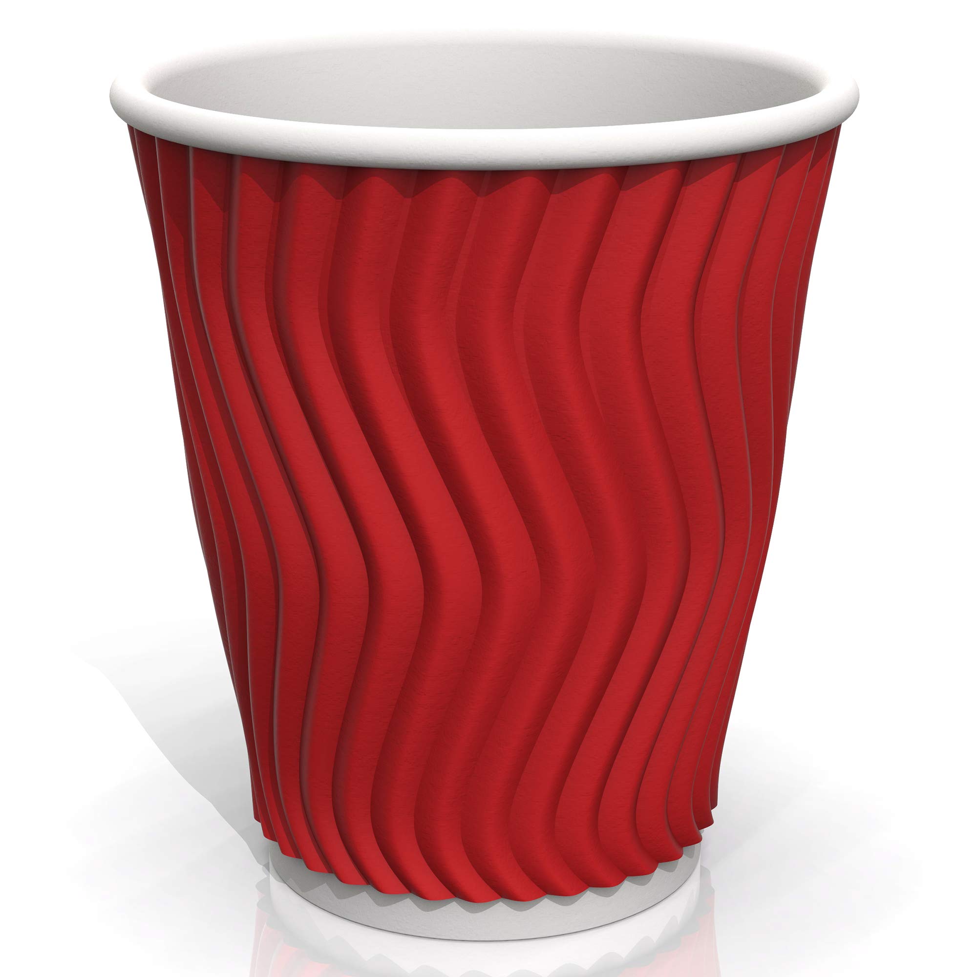 6 oz Red Coffee Ripple Paper Cups - Eco-Friendly Disposable Rippled Cups for Hot Coffee, Tea & Cold Beverages - Perfect for Cafes, Offices, Parties & Events