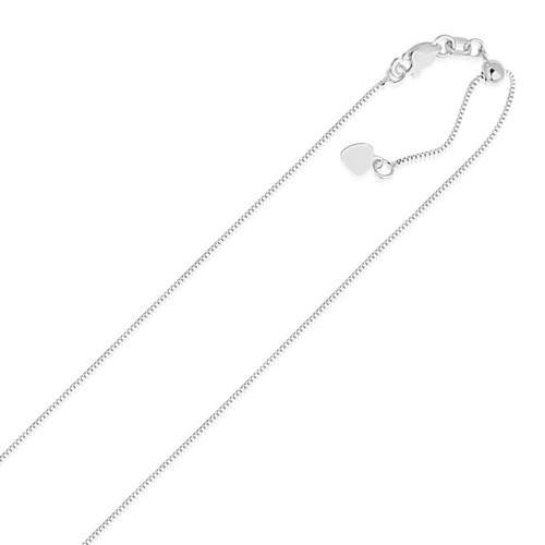 14K White Gold Adjustable Box Chain Necklace 0.7mm Thin, 22 Inch - Perfect for Layering, Gift Giving & Everyday Elegance