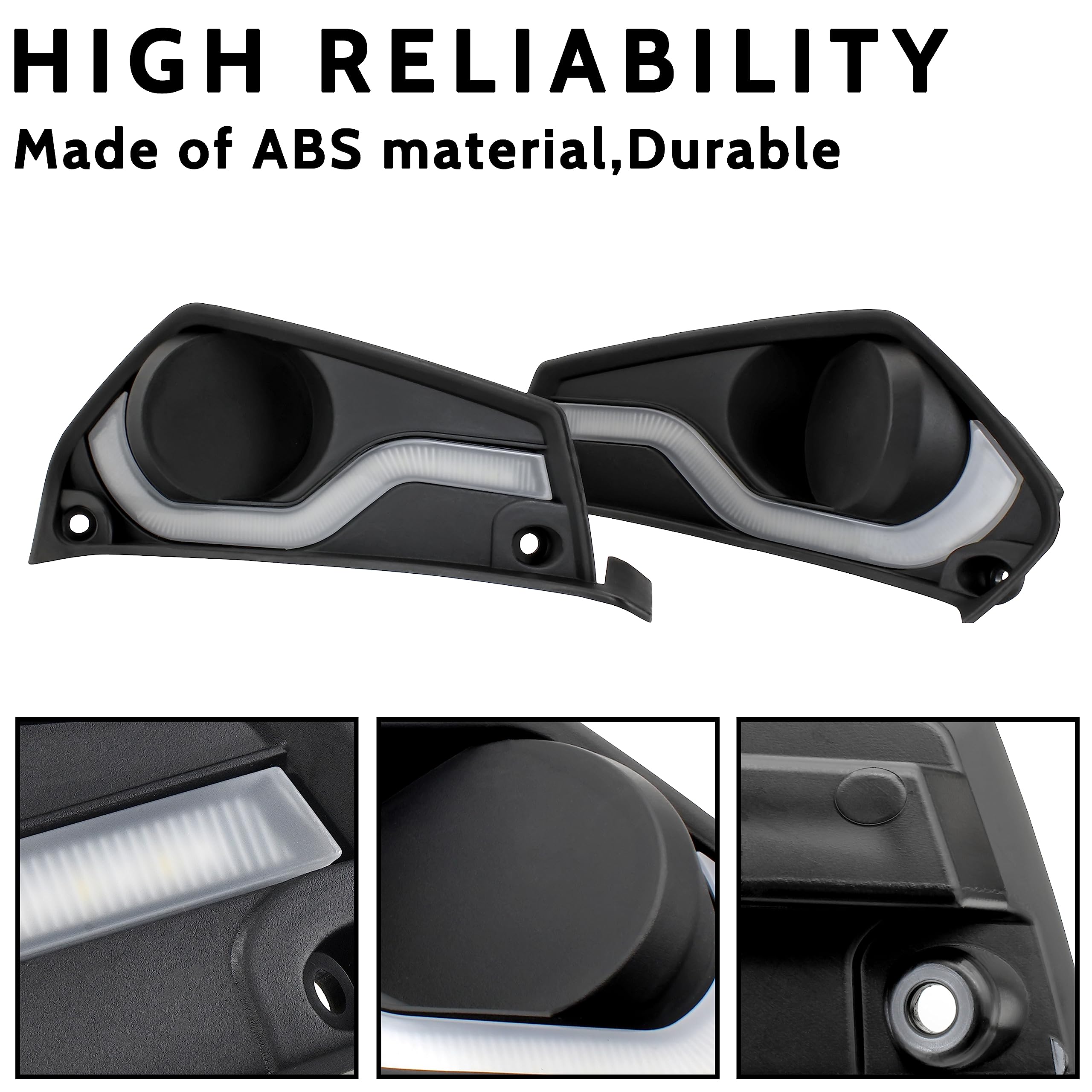 SAUTVS Fog Lamps Cover with LED Daytime Running Lights & Turn Signal Kit for Can-Am Spyder F3 (2015-2020 Models) - 2PCS Replacement Accessories for Enhanced Visibility & Style in Night Driving & Bad Weather Conditions
