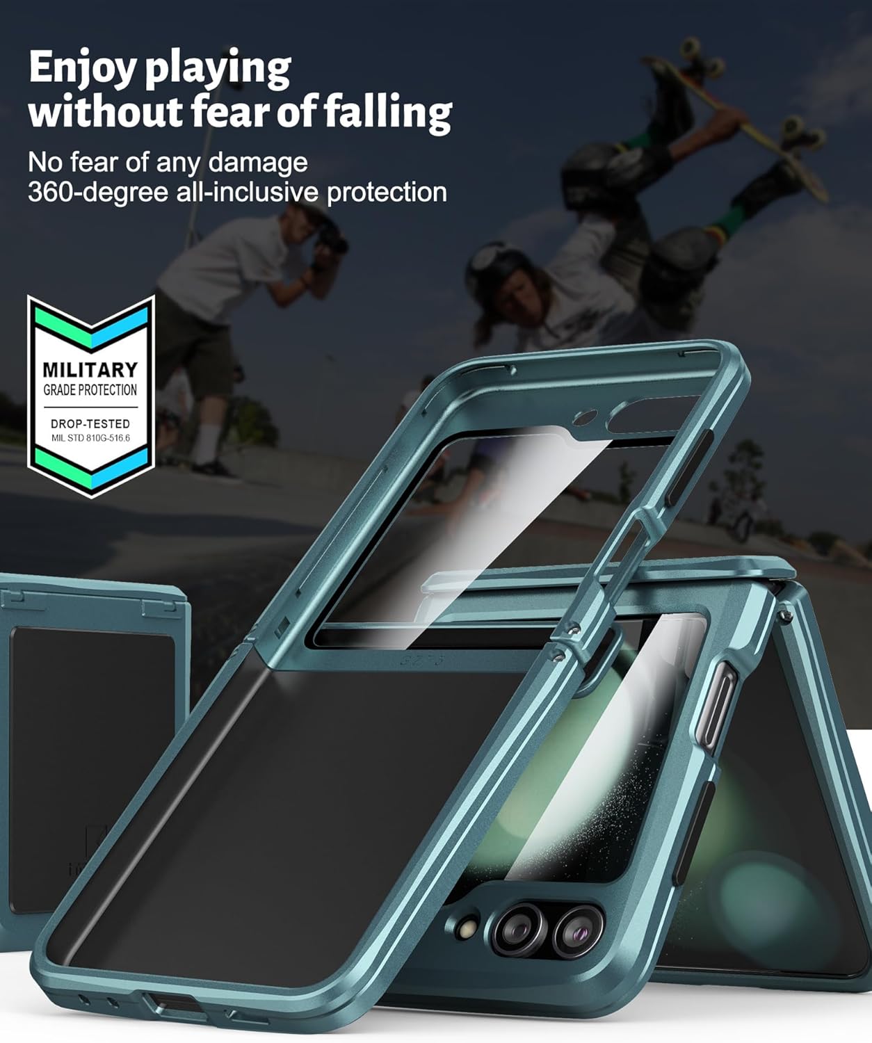 Samsung Galaxy Z Flip 6 Shockproof Case - Heavy Duty Aluminum Metal Protective Cover for Drop Protection | Perfect for Outdoor Activities, Travel & Daily Use